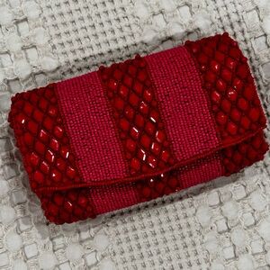 Red Beaded Clutch